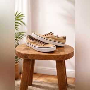 Vans Men’s Low-Top Canvas Sneakers with Leather Accents